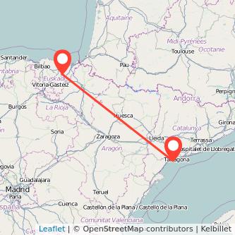 Mapa del viaje Zumarraga Salou - Port Aventura en tren