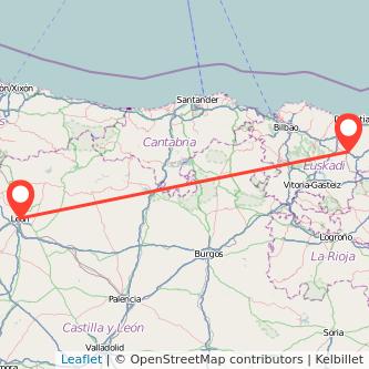Mapa del viaje Zumarraga León en tren