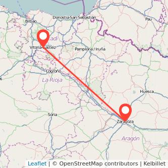Mapa del viaje Zaragoza Vitoria-Gasteiz en tren
