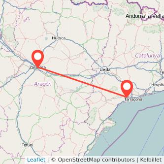 Mapa del viaje Zaragoza Reus en tren