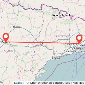 Mapa del viaje Zaragoza Granollers en tren
