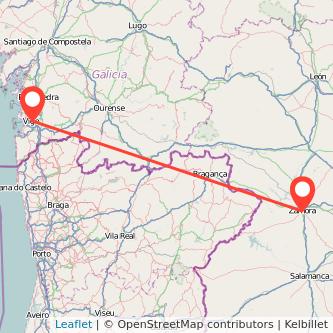 Mapa del viaje Zamora Vigo en bus