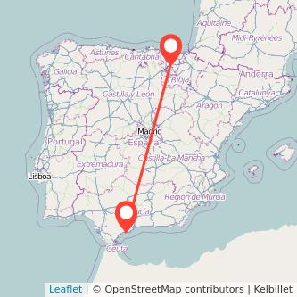 Mapa del viaje Vitoria-Gasteiz Marbella en bus
