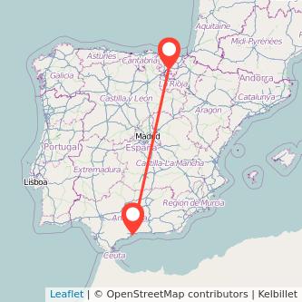 Mapa del viaje Vitoria-Gasteiz Málaga en bus