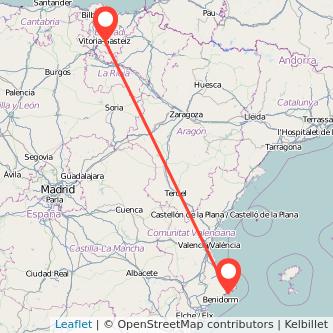 Mapa del viaje Vitoria-Gasteiz Calpe en bus