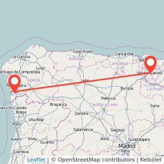Mapa del viaje Vitoria-Gasteiz Vigo en tren
