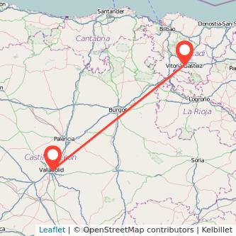 Mapa del viaje Vitoria-Gasteiz Valladolid en tren