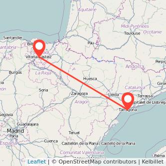 Mapa del viaje Vitoria-Gasteiz Tarragona en tren