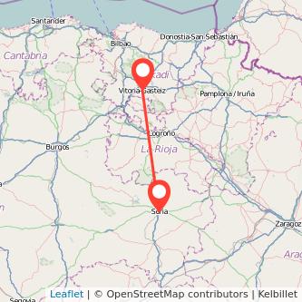 Mapa del viaje Vitoria-Gasteiz Soria en bus