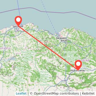 Mapa del viaje Vitoria-Gasteiz Santander en bus