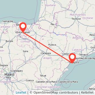 Mapa del viaje Vitoria-Gasteiz Salou - Port Aventura en bus