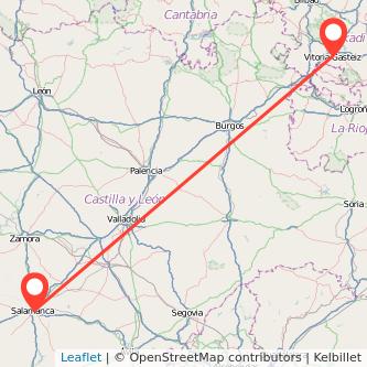 Mapa del viaje Vitoria-Gasteiz Salamanca en tren