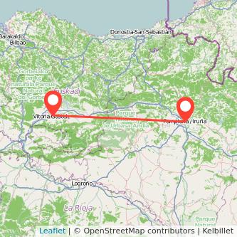 Mapa del viaje Vitoria-Gasteiz Pamplona en tren