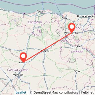 Mapa del viaje Vitoria-Gasteiz Palencia en tren