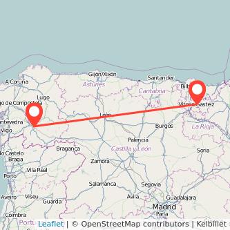 Mapa del viaje Vitoria-Gasteiz Ourense en tren