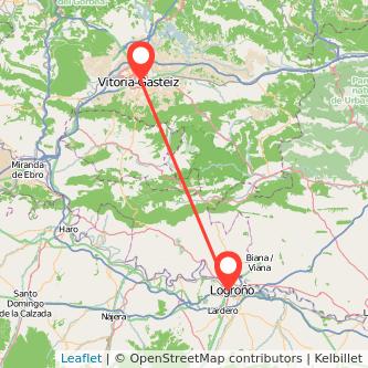 Mapa del viaje Vitoria-Gasteiz Logroño en bus
