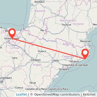 Mapa del viaje Vitoria-Gasteiz Lloret de Mar en bus