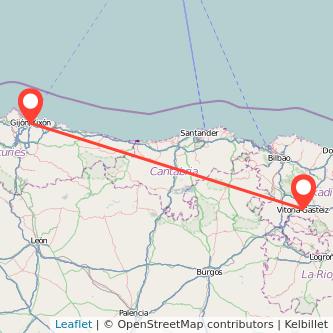 Mapa del viaje Vitoria-Gasteiz Gijón en tren