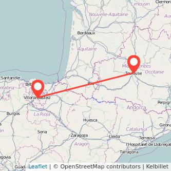 Mapa del viaje Vitoria-Gasteiz Toulouse en bus