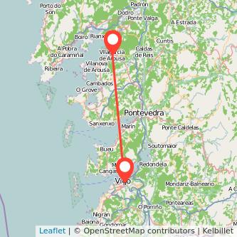 Mapa del viaje Vilagarcía de Arousa Vigo en tren