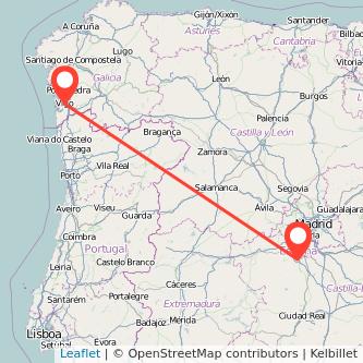 Mapa del viaje Vigo Toledo en tren