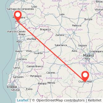 Mapa del viaje Vigo Ciudad Real en tren