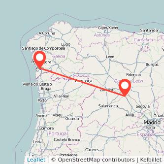 Mapa del viaje Vigo Medina del Campo en tren