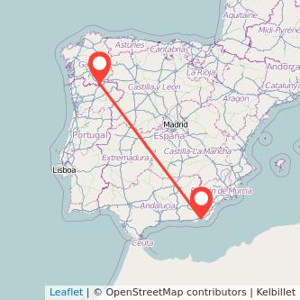 Mapa del viaje Verín Almería en bus