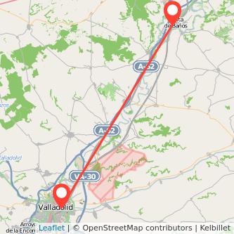 Mapa del viaje Venta de Baños Valladolid en tren