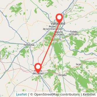 Mapa del viaje Valladolid Medina del Campo en tren