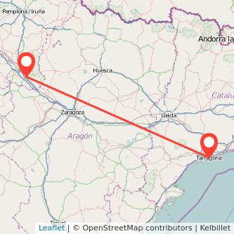 Mapa del viaje Tudela Tarragona en tren