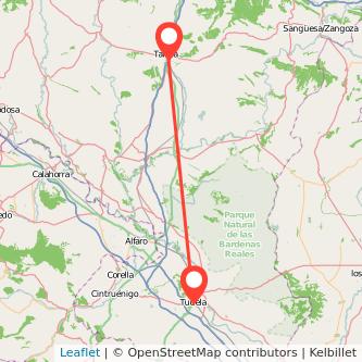 Mapa del viaje Tudela Tafalla en tren