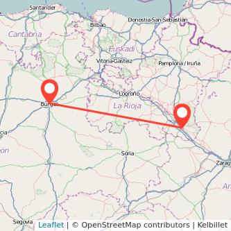 Mapa del viaje Tudela Burgos en tren