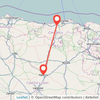 Mapa del viaje Torrelavega Palencia en tren