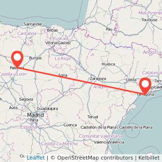 Mapa del viaje Tarragona Palencia en tren
