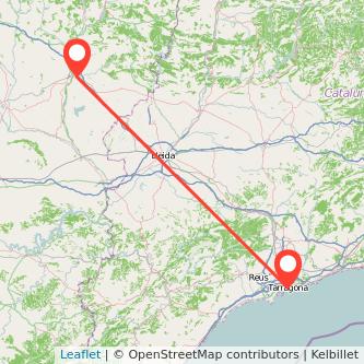 Mapa del viaje Tarragona Monzón en bus