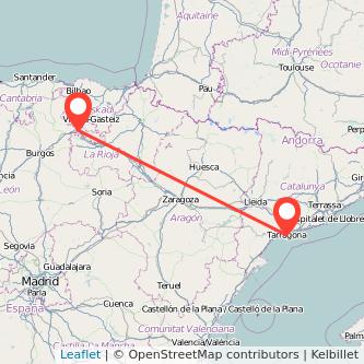 Mapa del viaje Tarragona Miranda de Ebro en tren