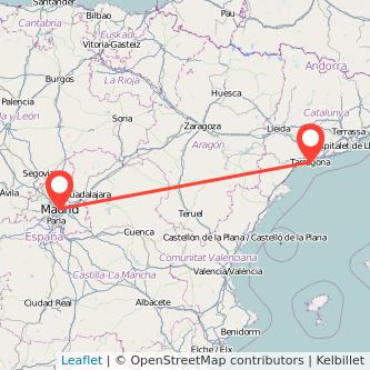 Mapa del viaje Tarragona Madrid en tren