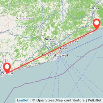 Mapa del viaje Tarragona Lloret de Mar en bus