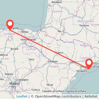 Mapa del viaje Sitges Torrelavega en tren