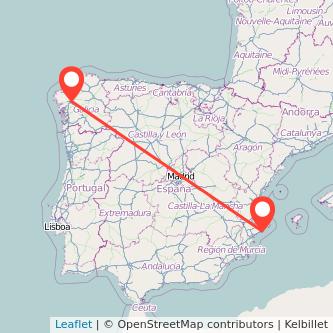 Mapa del viaje Santiago de Compostela Benidorm en bus
