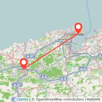 Mapa del viaje Santander Torrelavega en tren