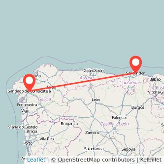 Mapa del viaje Santander Santiago de Compostela en bus
