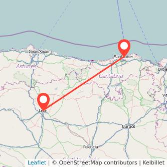 Mapa del viaje Santander León en bus