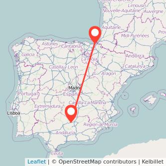 Mapa del viaje San Sebastián Andújar en bus
