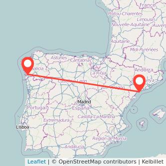 Mapa del viaje Salou - Port Aventura Vigo en tren