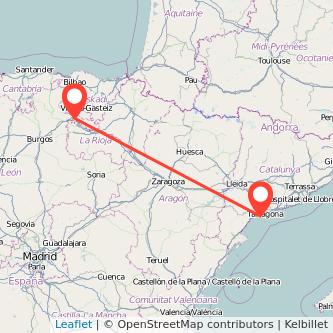 Mapa del viaje Salou - Port Aventura Miranda de Ebro en tren