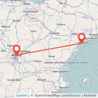Mapa del viaje Salou - Port Aventura Madrid en tren