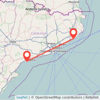 Mapa del viaje Salou - Port Aventura Lloret de Mar en bus