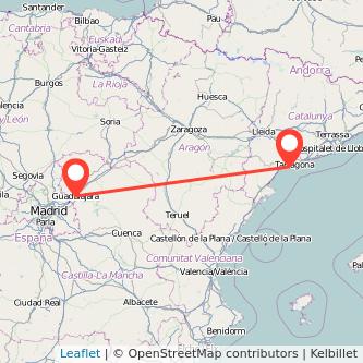 Mapa del viaje Salou - Port Aventura Guadalajara en tren